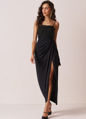 womens black cocktail look dress
