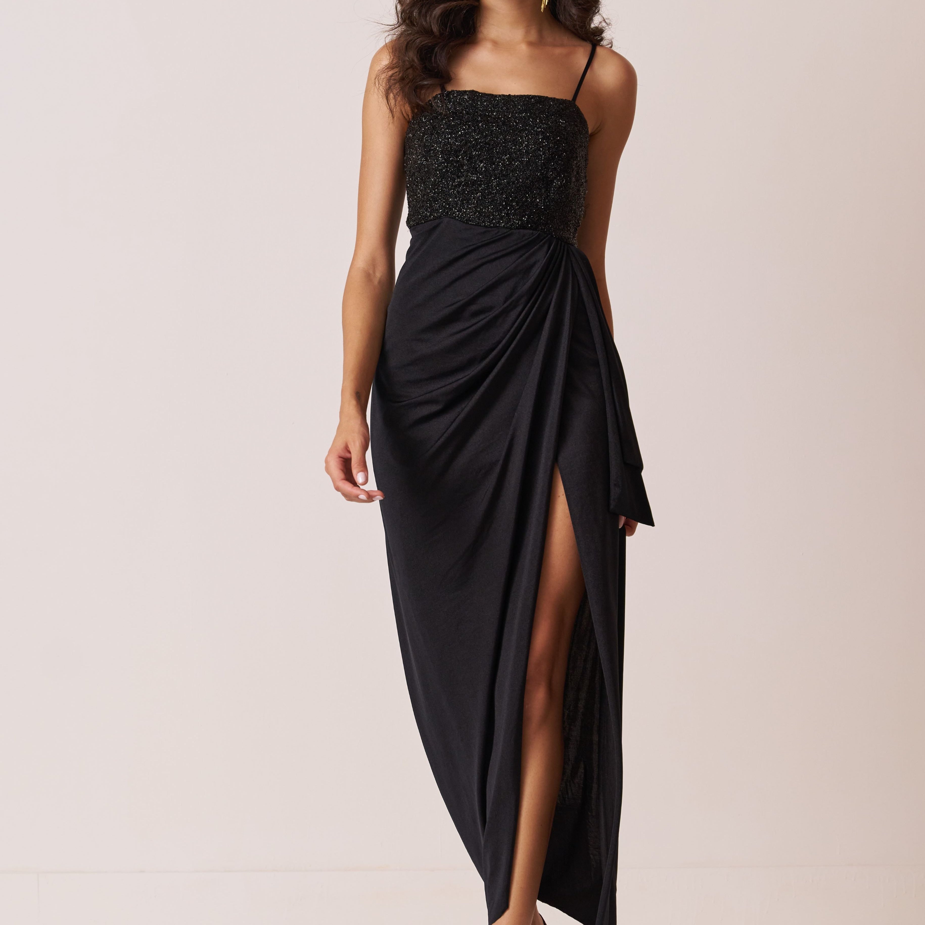 womens black cocktail look dress