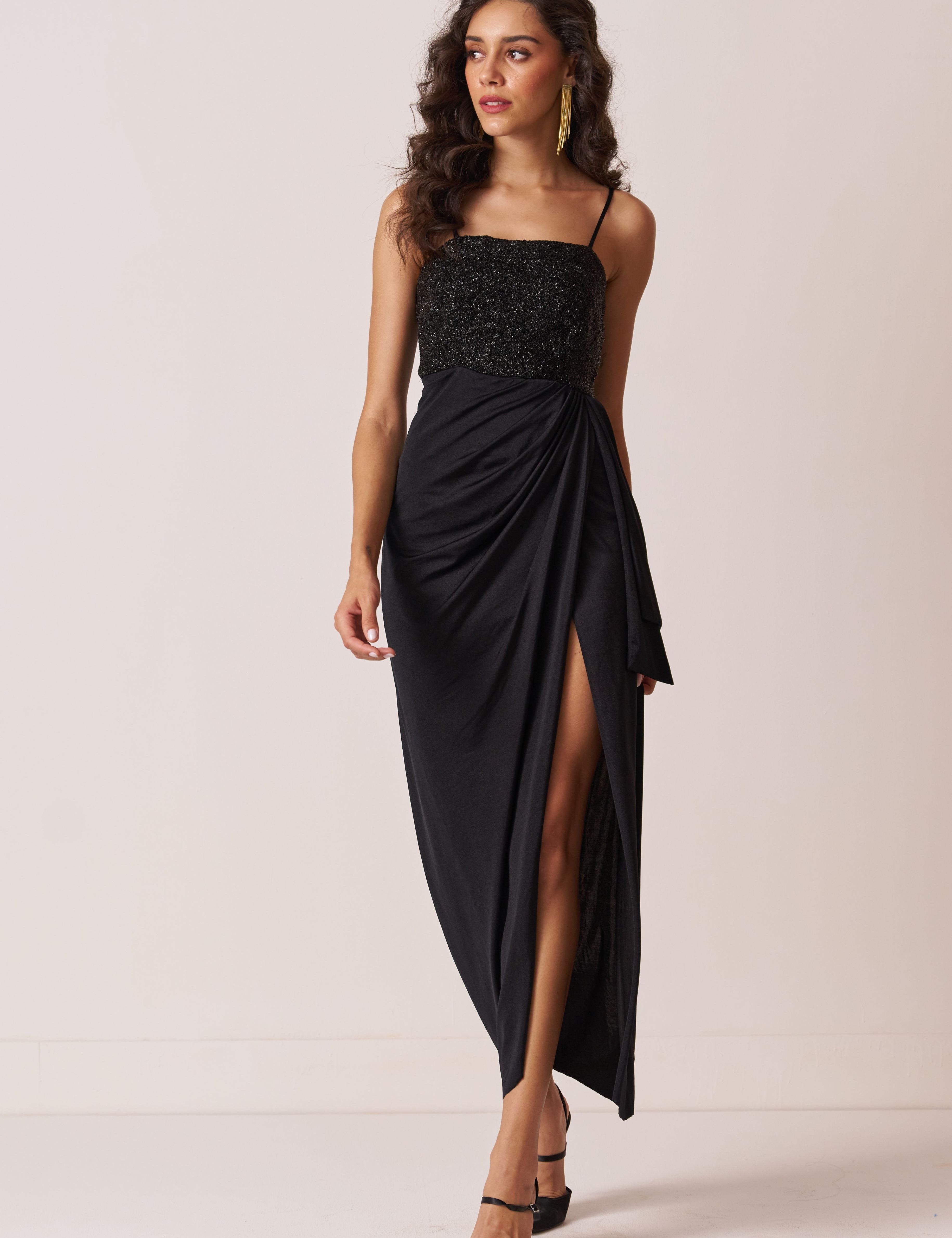 womens black cocktail look dress