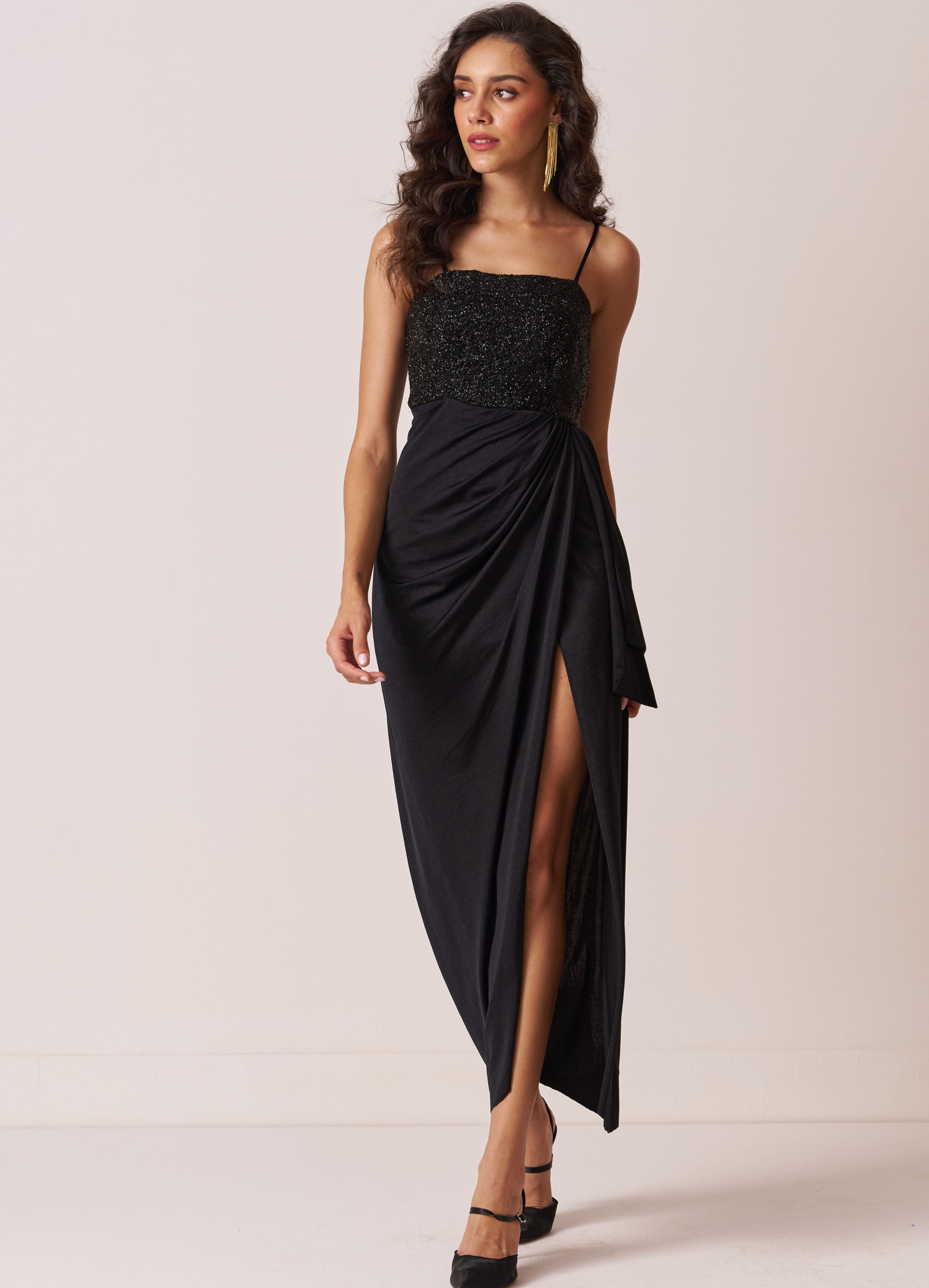 womens black cocktail look dress