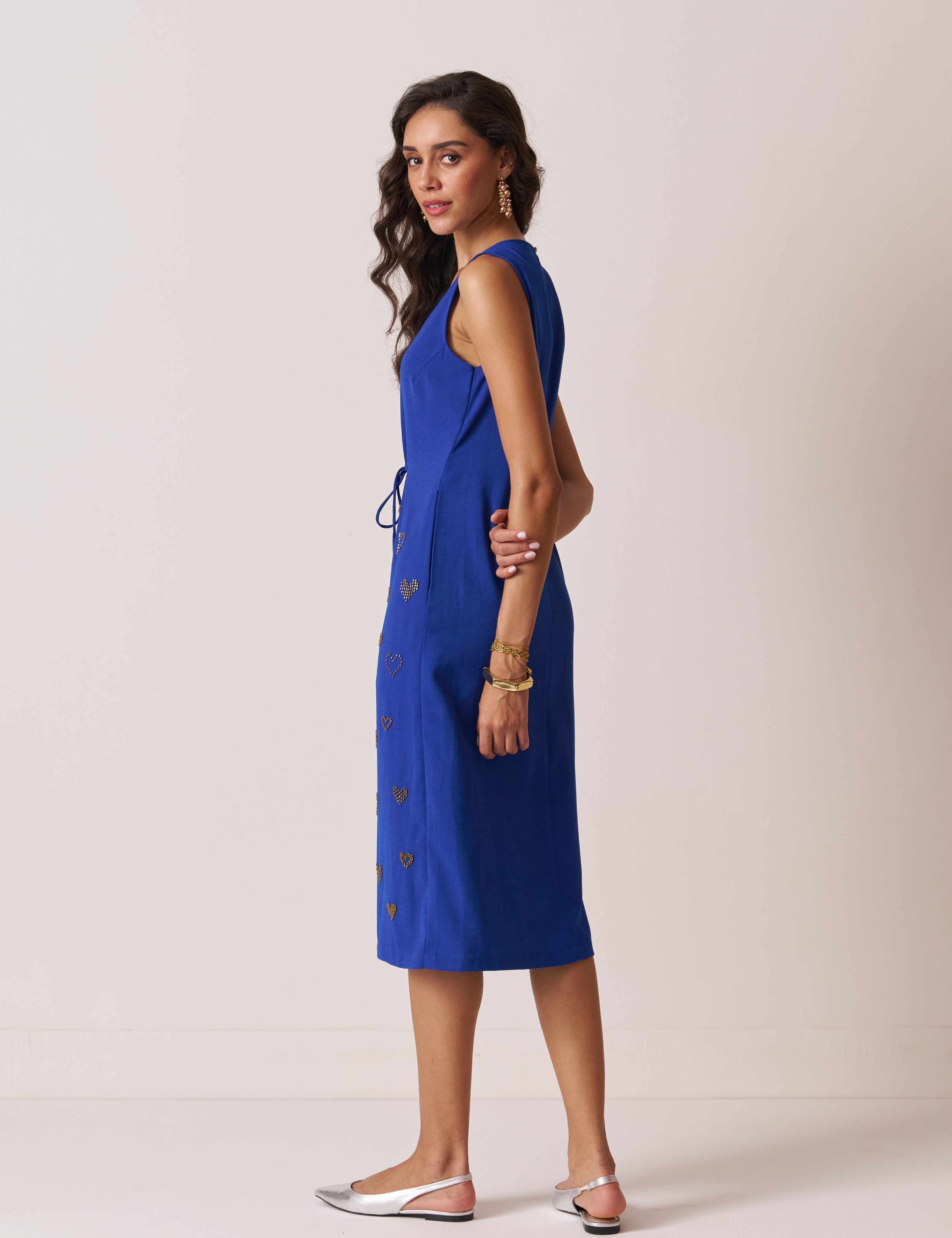 womens blue shift dress