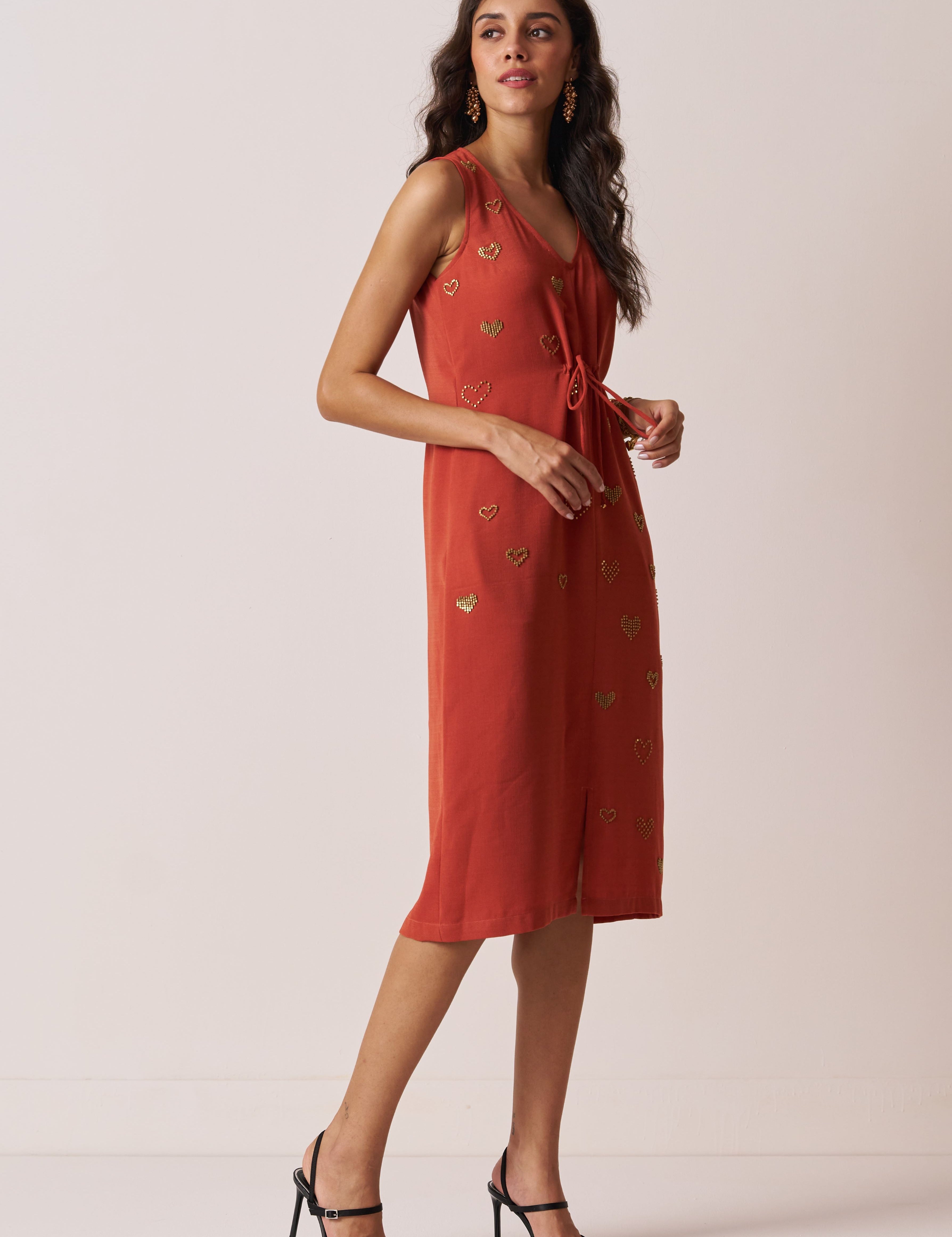 rust colored womens shift dress