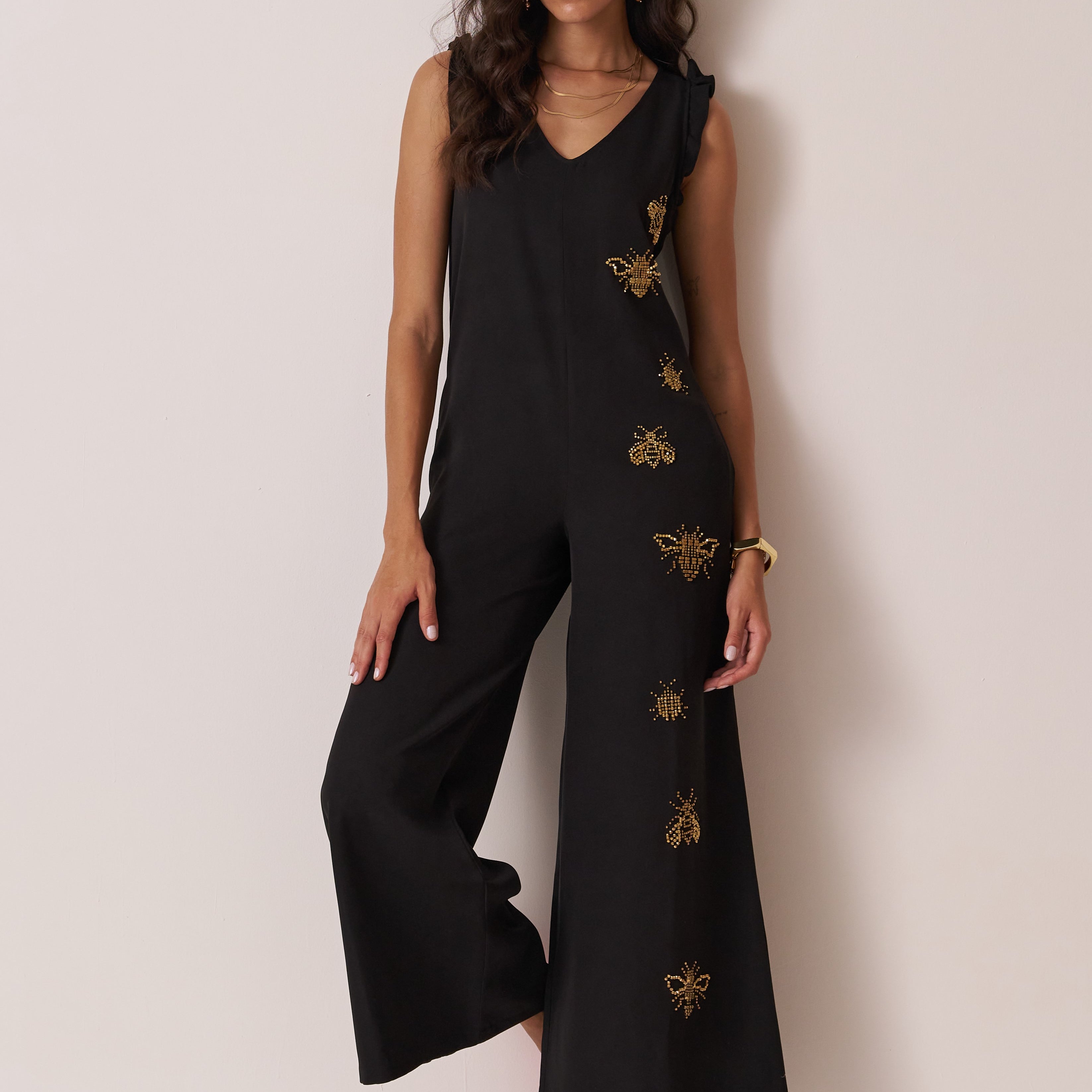 womens black jumpsuit for evening look