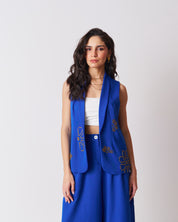womens hand embellished blue blazer