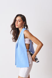 womens blue casual blazer