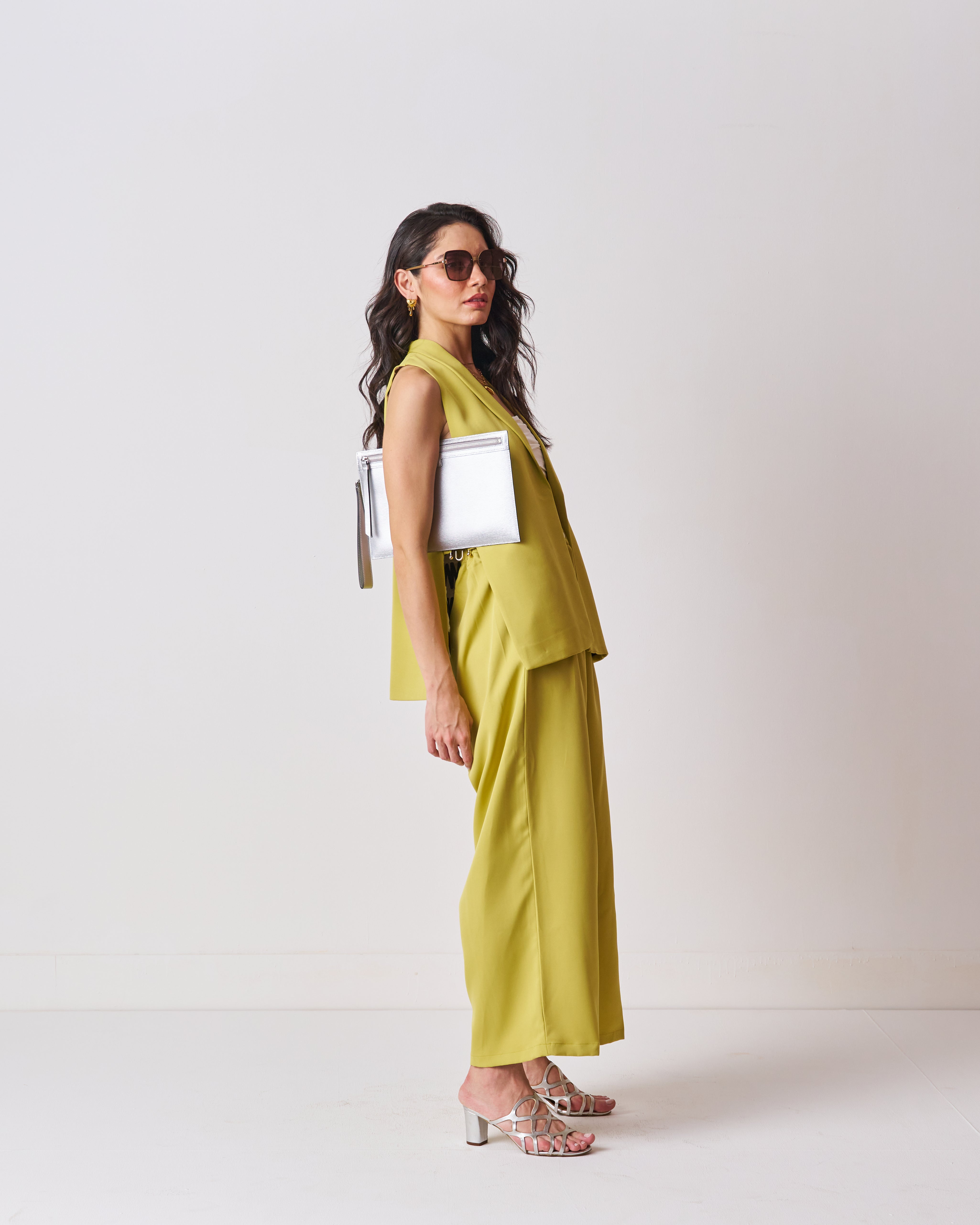 womens coord set in lime green color