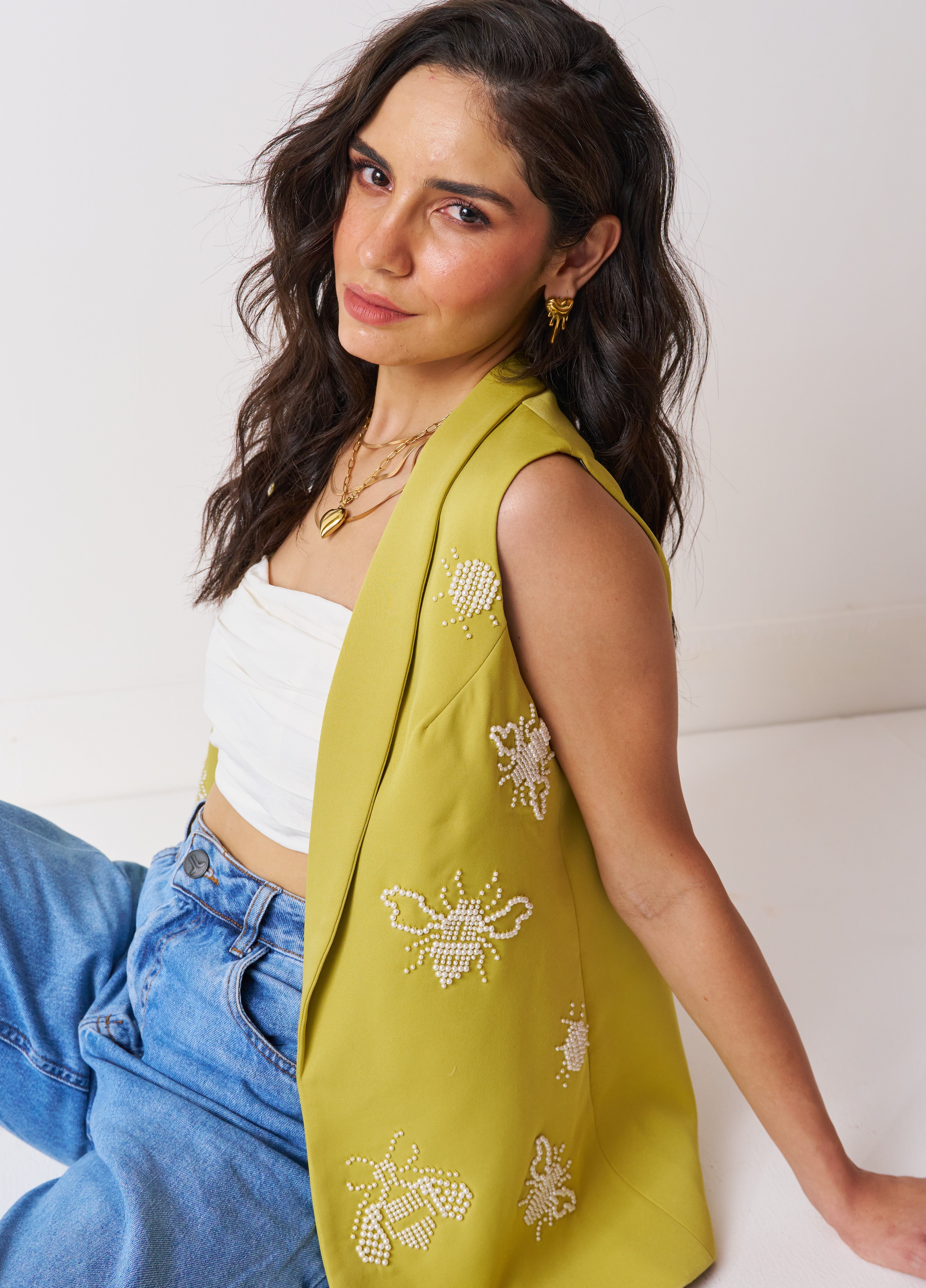 womens hand embellished blazer with hand embroidered detailing